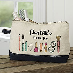 Makeup Brushes Personalized Navy Makeup Bag