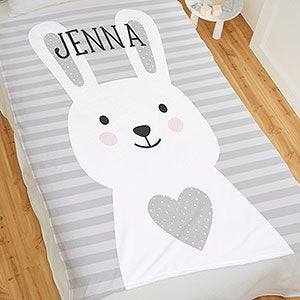 Bunny Icon Personalized 60x80 Fleece Baby Blanket