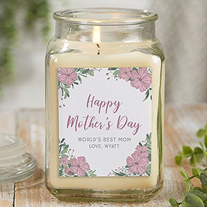 Floral Special Message Personalized 18 Oz Vanilla Bean Candle Jar