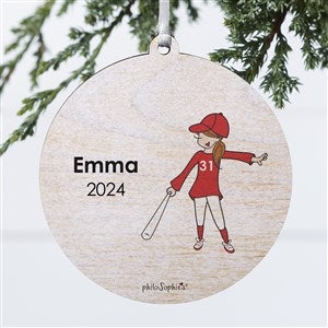 PhiloSophie's Baseball Player Personalized Ornament - 1 Sided Wood