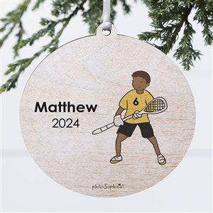 PhiloSophie's Lacrosse Player Personalized Ornament - 1 Sided Wood