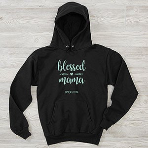 Blessed Mama Personalized Hanes Adult Hooded Sweatshirt - Adult Large - Black