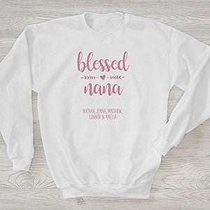 Blessed Mama Personalized Hanes Crewneck Sweatshirt - Adult Large - White