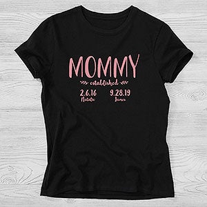 Established Mom Personalized Ladies Hanes Fitted Tee - Ladies Small - White