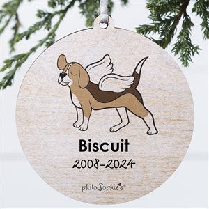 Beagle Personalized Memorial Ornament - 1 Sided Wood