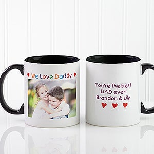 Personalized Photo Message Coffee Mugs - Loving Him Design - Black Handle