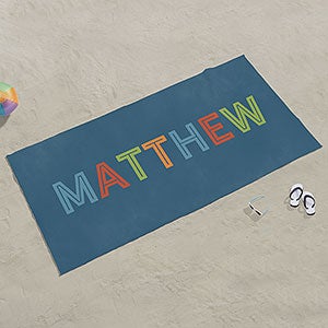 Boy's Colorful Name Personalized 30x60 Beach Towel