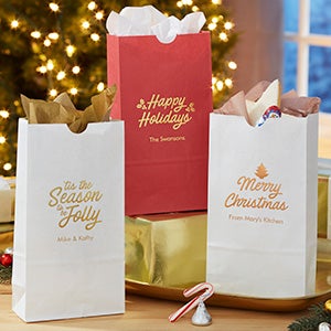 Customized Christmas Paper Goody Bag with Logo Ideal Christmas Wrapping  Paper Bag