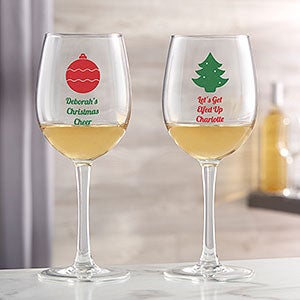 Choose Your Icon Personalized Christmas White Wine Glass