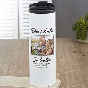 Soulmates Personalized Romantic Photo Travel Tumbler