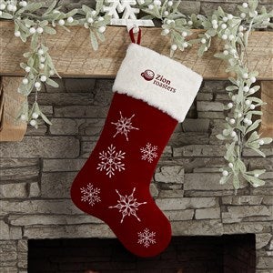 Personalized Logo Burgundy Snowflake Stocking - 26130