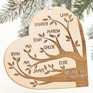 Bear Family Personalized Whitewash Wood Ornament