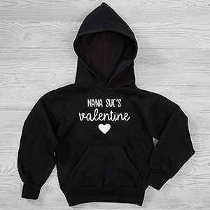 My Valentine Personalized Kids Hooded Sweatshirt - Youth Large (12/14) - Grey