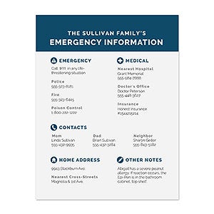 Emergency Contact Refrigerator Magnet