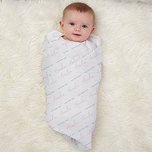 Baby Girl Simple & Sweet Personalized Receiving Blanket