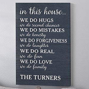 In This House We Do... Personalized Canvas Print - 16x24