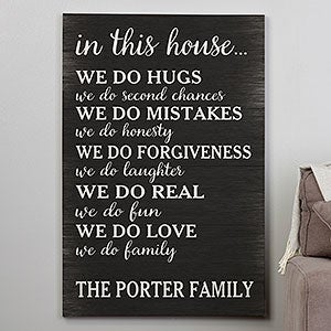 In This House We Do... Personalized Canvas Print - 28x42