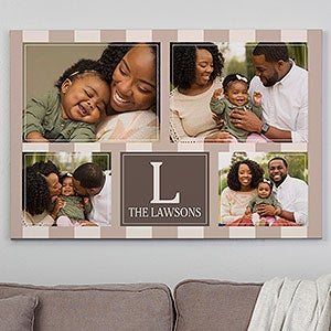 Custom Pattern Vertical 5 Photo Collage Canvas Print - 16x24