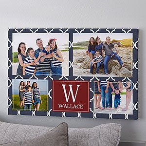 Custom Pattern Horizontal 4 Photo Collage Canvas Print - 24x36