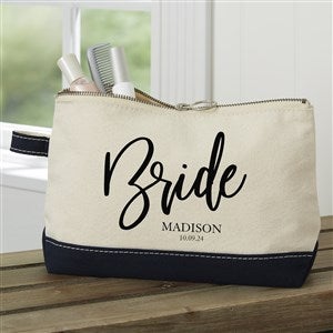 Classic Elegance Personalized Bridal Party Navy Makeup Bag