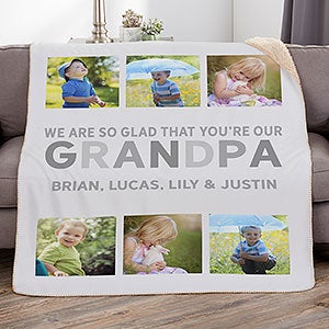 Glad You're Our Dad Personalized 50x60 Sherpa Photo Blanket