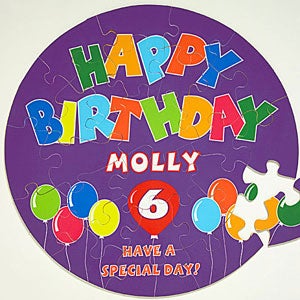 Personalized Puzzles for Kids Birthday   Yellow Happy Birthday Balloon Design