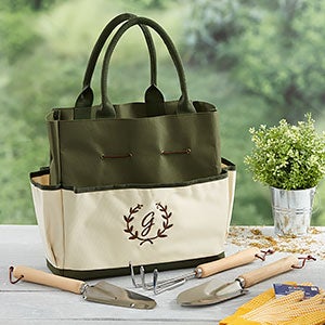 Floral Wreath Personalized Garden Tote & Tools