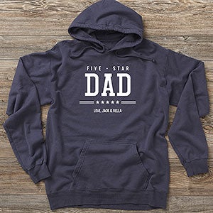 Five Star Dad Personalized Hanes ComfortWash Hoodie - Adult Large - Concrete Grey