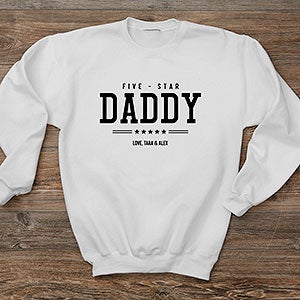 Five Star Dad Personalized Hanes Crewneck Sweatshirt - Adult Medium - White