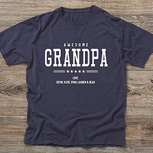 Five Star Grandpa Personalized Hanes ComfortWash T-Shirt - Adult X-Large - Anchor Slate