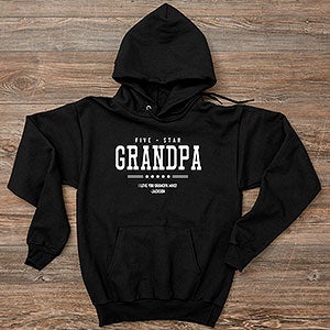 Five Star Grandpa Personalized Hanes Hooded Sweatshirt - Adult Small - Black