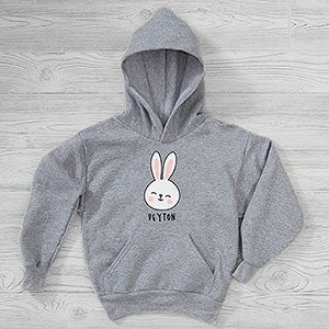 Easter Bunny Icon Personalized Hanes Youth Hooded Sweatshirt - Youth Medium (8/10) - Grey