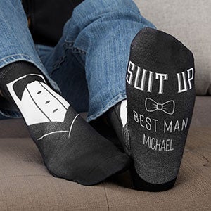 Suit Up Groomsmen Personalized Slim Can Cooler