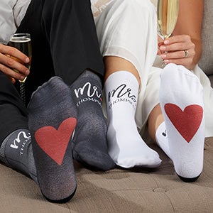 Mr. & Mrs. Loving Heart Personalized Wedding Socks