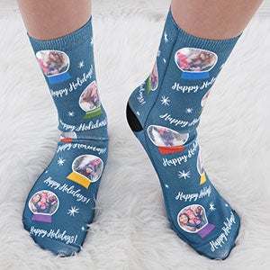 Snow Globe Custom Photo Collage Socks