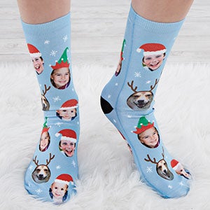 Personalized Christmas Character Photo Socks For Adults