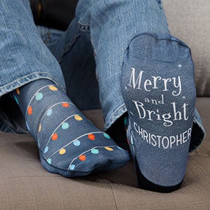 Merry & Bright Personalized Adult Christmas Socks