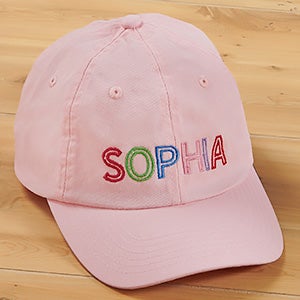 Rainbow Name Embroidered Pink Baseball Cap