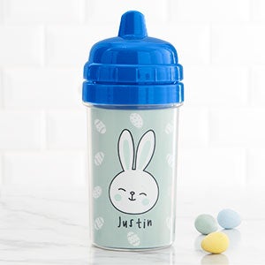 Bunny Treats Personalized Toddler Sippy Cup - 10 Oz Blue