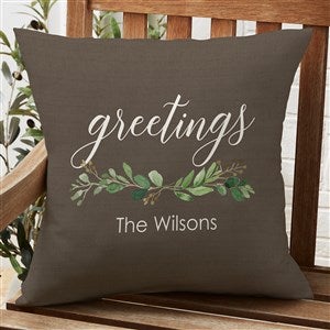 Greenery Welcome Personalized Outdoor Throw Pillow - 20x20