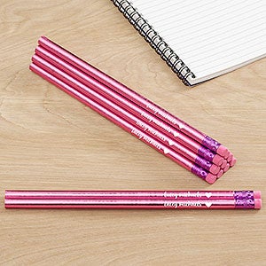 Name & Icon Metallic Pink Personalized Pencil Set Of 12