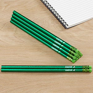 Name & Icon Metallic Green Personalized Pencil Set Of 12