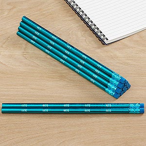 Metallic Teal Personalized Pencil Set Of 12