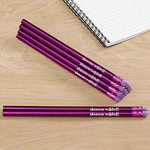 Write Your Own Metallic Purple Personalized Pencil Set Of 12