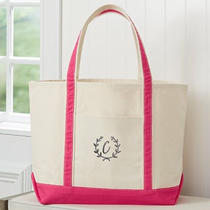 Floral Wreath Embroidered Weekender Tote - Pink