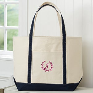 Floral Wreath Embroidered Weekender Tote - Navy