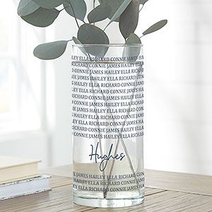 Family Repeating Names Personalized Glass Flower Vase