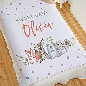 Sweet Baby Woodland Personalized 50x60 Sherpa Baby Blanket