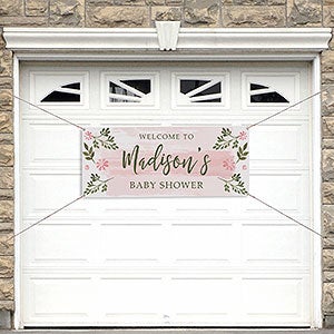 Floral Frame Baby Shower Personalized Banner - 20x48