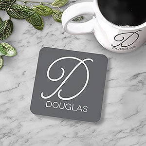Initial Accent Engraved Wood Coaster